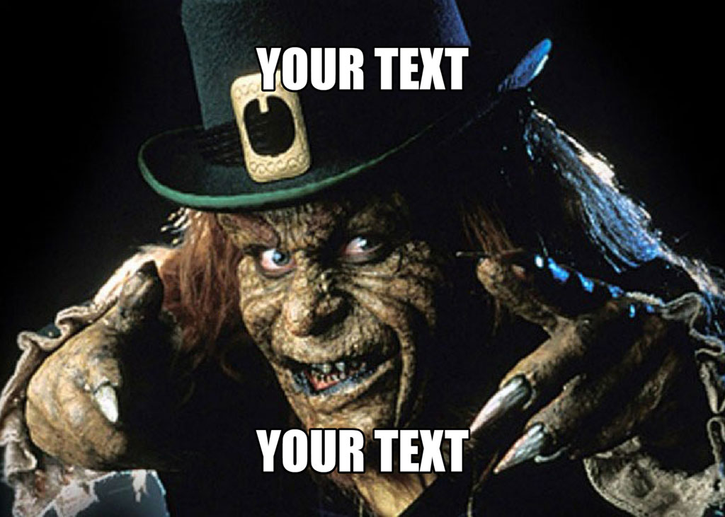 A frightening leprechaun with a menacing expression and sharp claws.