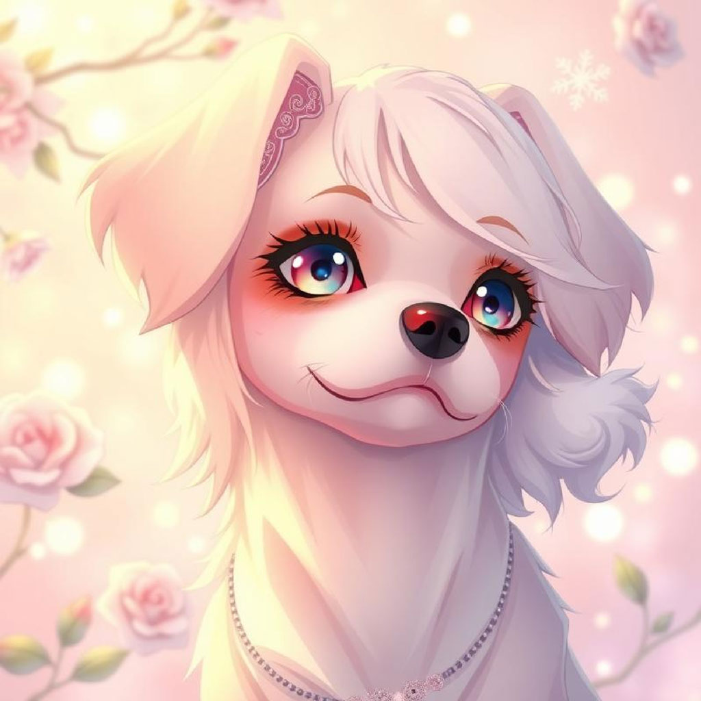 Anime girl with long hair and flowers