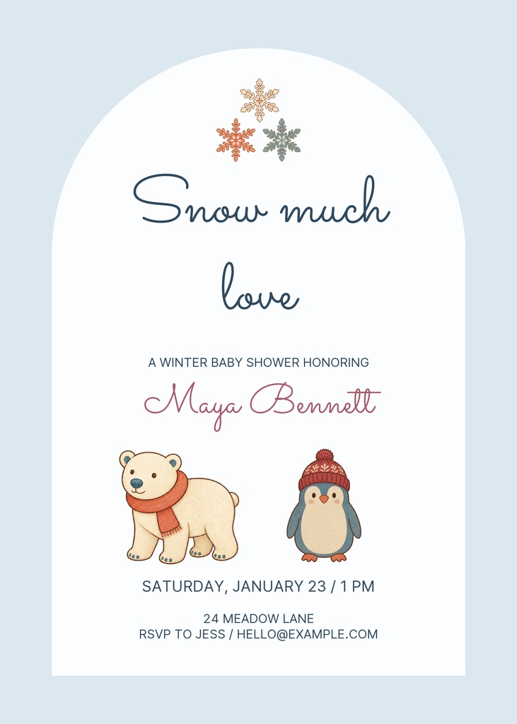 Preview for Snow Much Love 5 × 7 Invitation Template