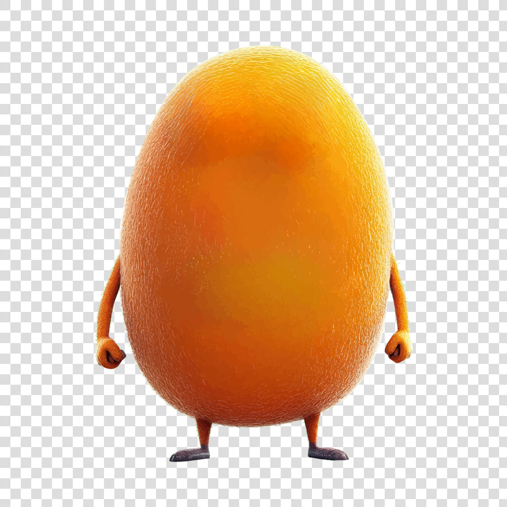 3D orange character with arms and legs