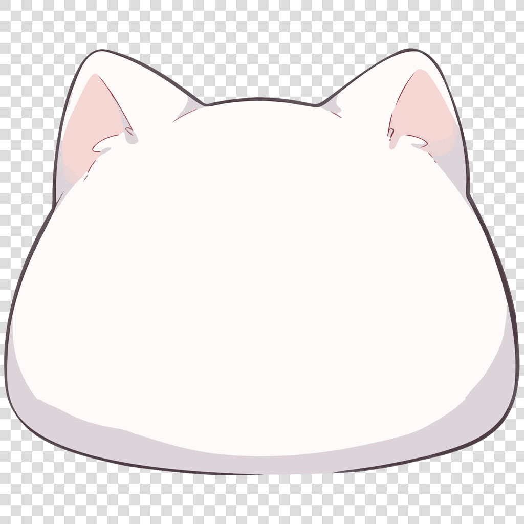 Illustration of a white cat's head viewed from behind