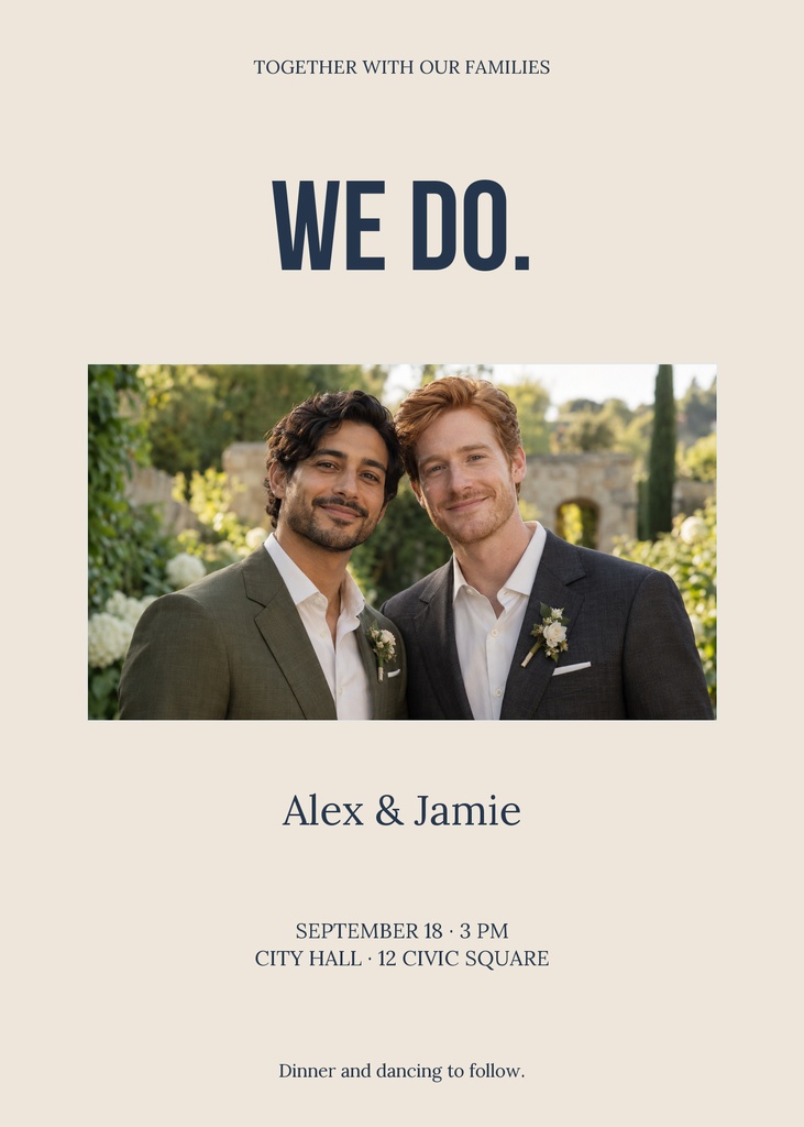 Preview for City Hall And Forever 5 × 7 Invitation Template