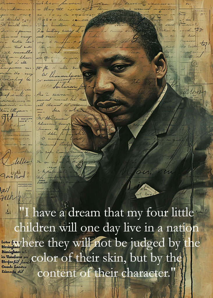 Martin Luther King Jr. portrait with a quote overlay