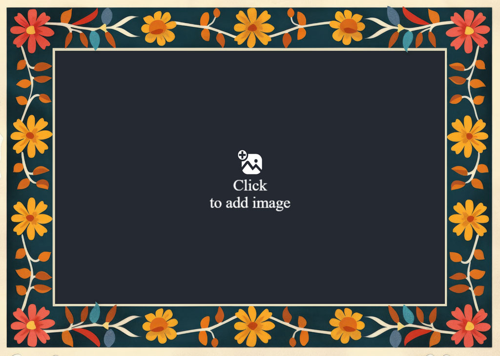 A floral frame with a dark background and colorful flowers.