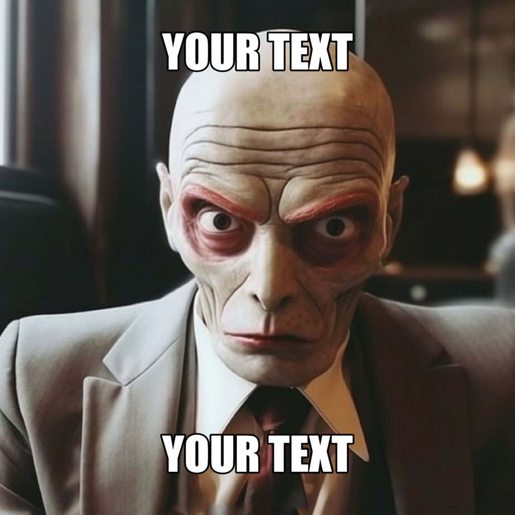 A bald man in a suit with a shocked expression