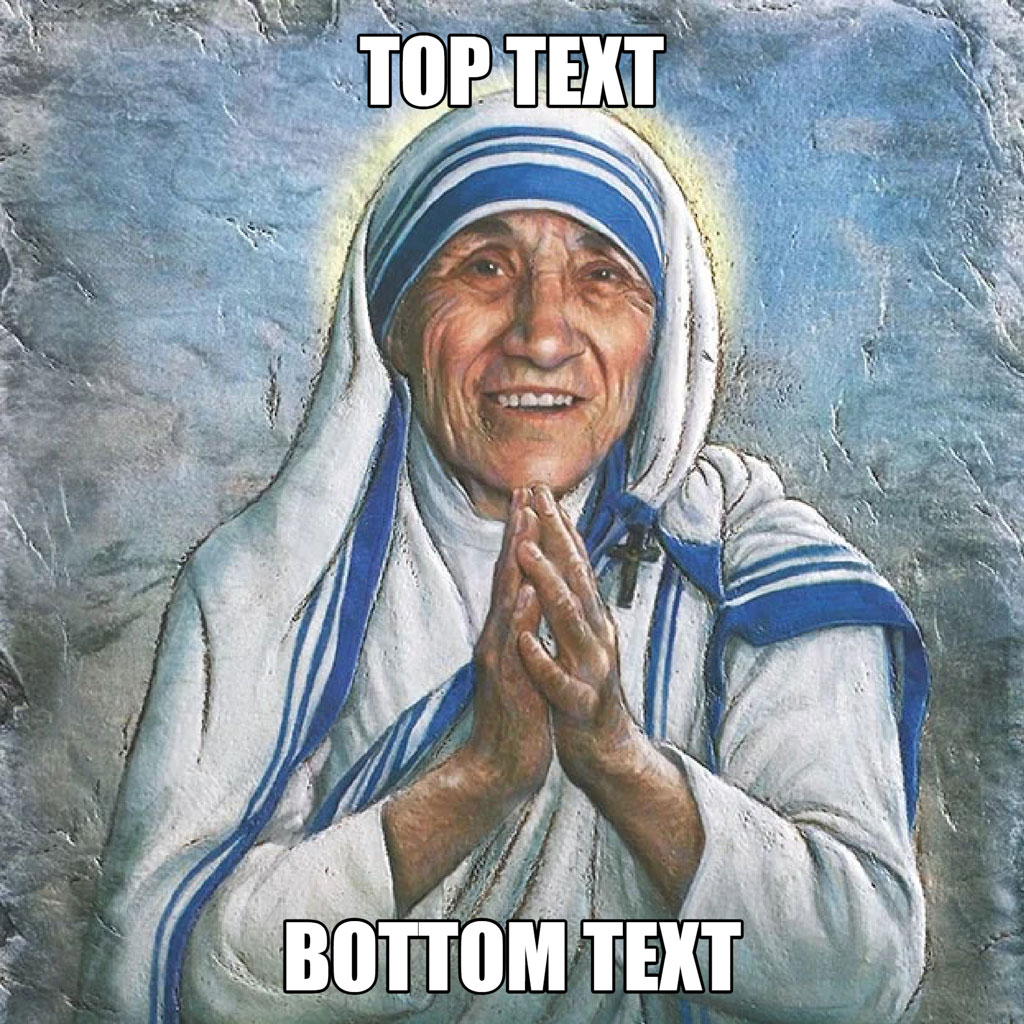 Mother Teresa with hands clasped in prayer