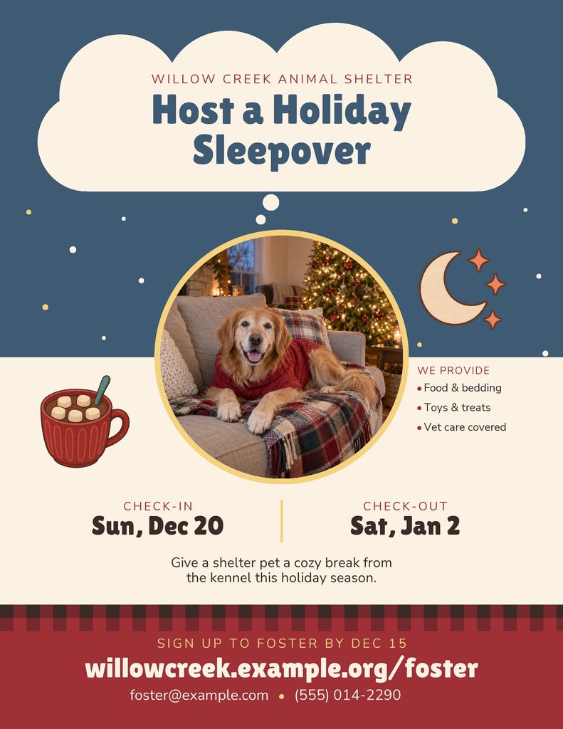 Preview for Holiday Sleepover Fosters Letter Flyer Template