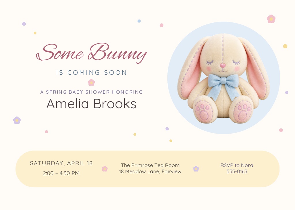 Preview for Some Bunny Is Coming 7 × 5 Invitation Template