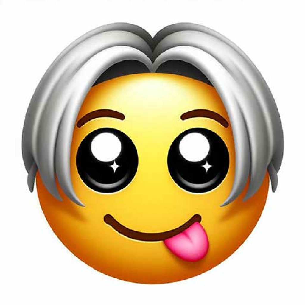 Winking face with silver hair emoji