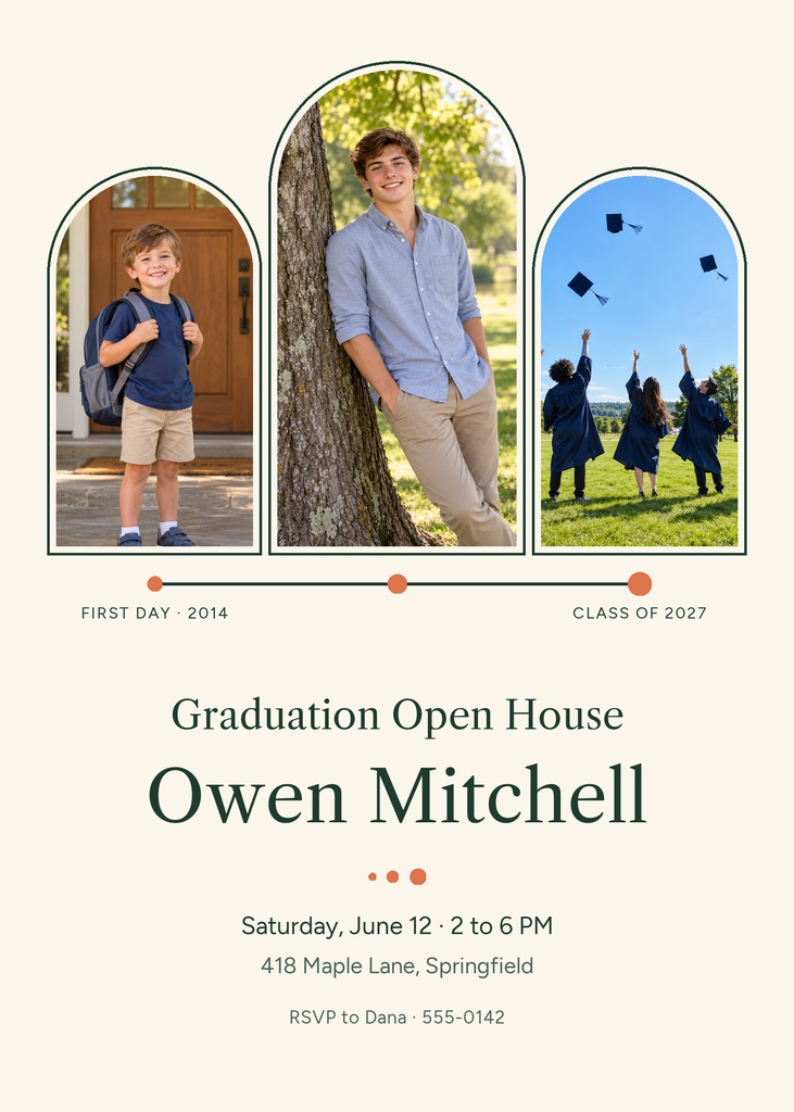 Preview for From Kindergarten To Cap And Gown 5 × 7 Invitation Template