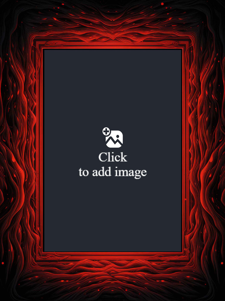 Red frame with dark center and wavy red border