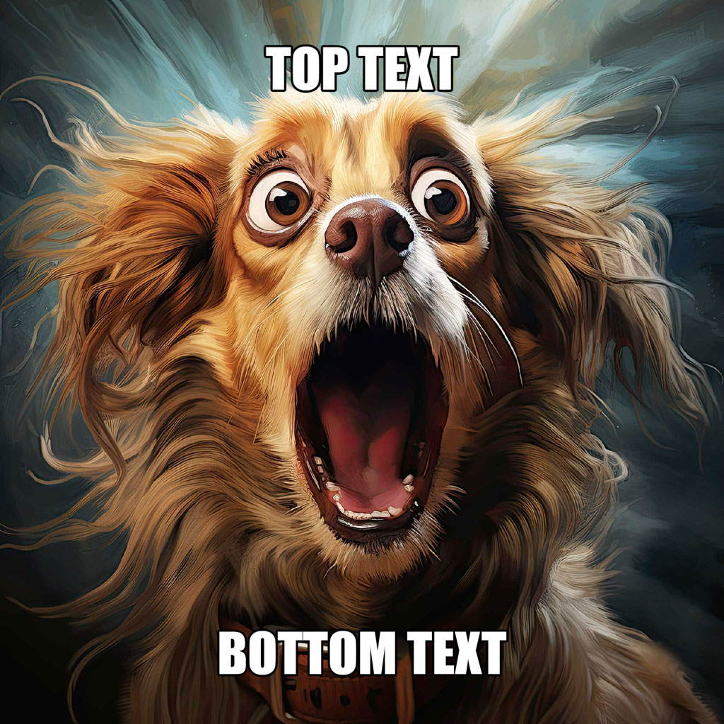 Surprised dog with wide eyes and open mouth, meme template