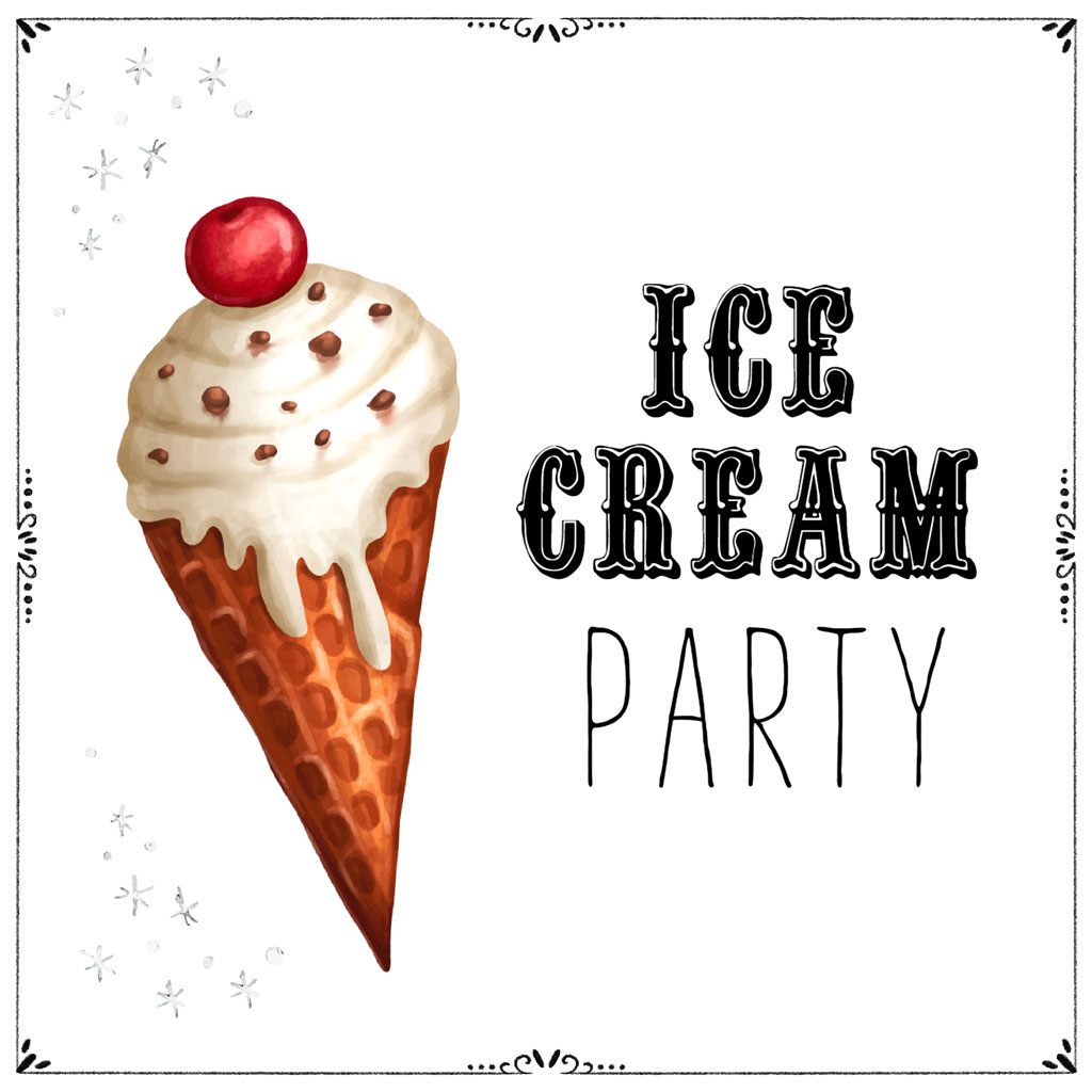 Ice cream cone with whipped cream and a cherry on top