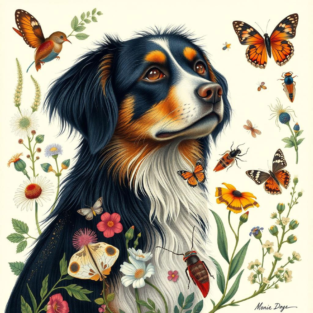 Colorful butterflies and insects on flowers