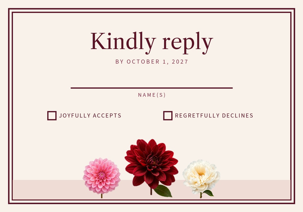 Preview for Burgundy Dahlia Wedding Rsvp Card Template