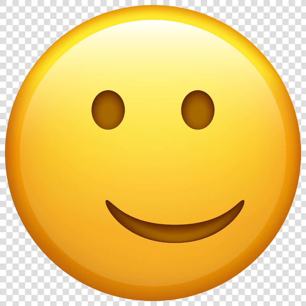A yellow smiley face emoji with a curved smile