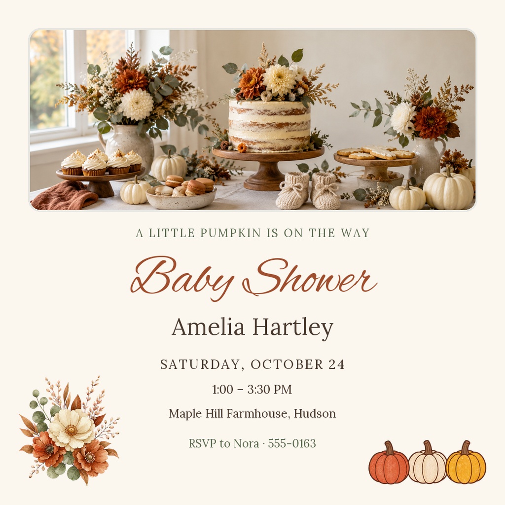 Preview for Little Pumpkin Is On The Way Square Post Template