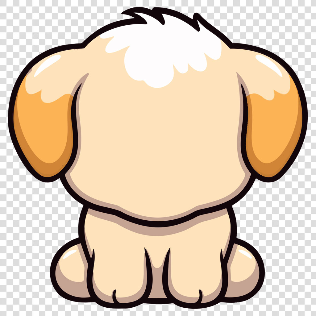 Cartoon illustration of a puppy's rear view