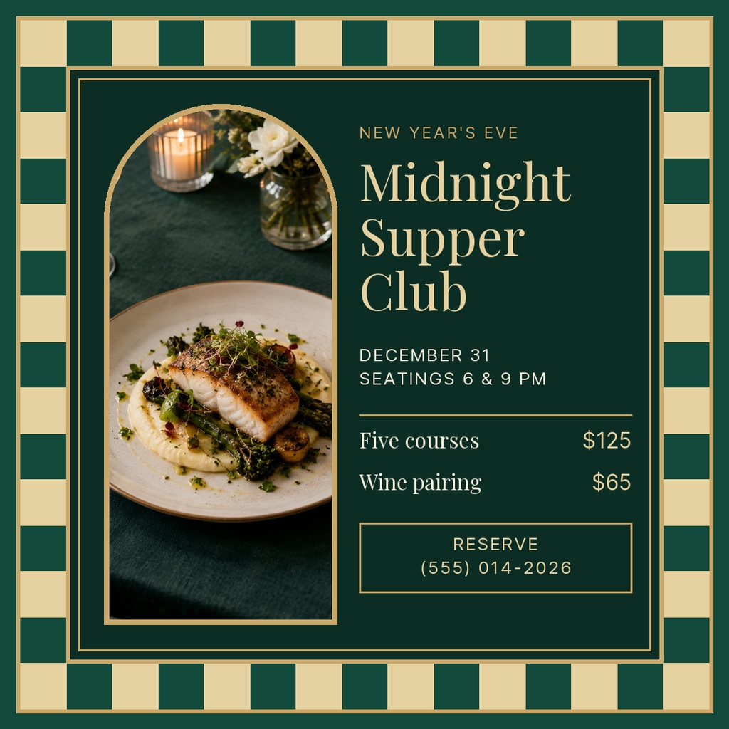 Preview for Midnight Supper Club Square Post Template