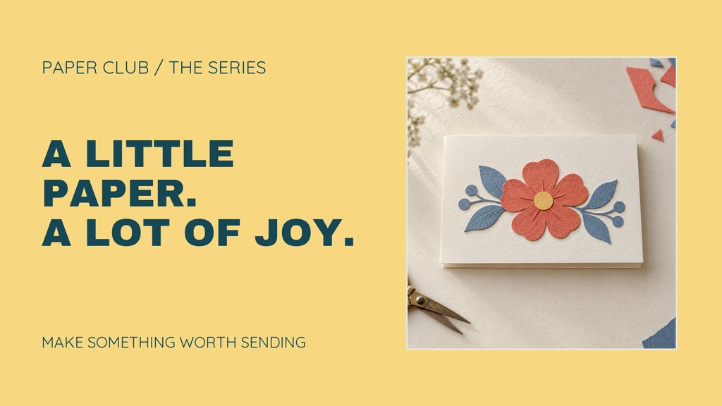 Landscape title card with bold text and a flower card on a yellow background