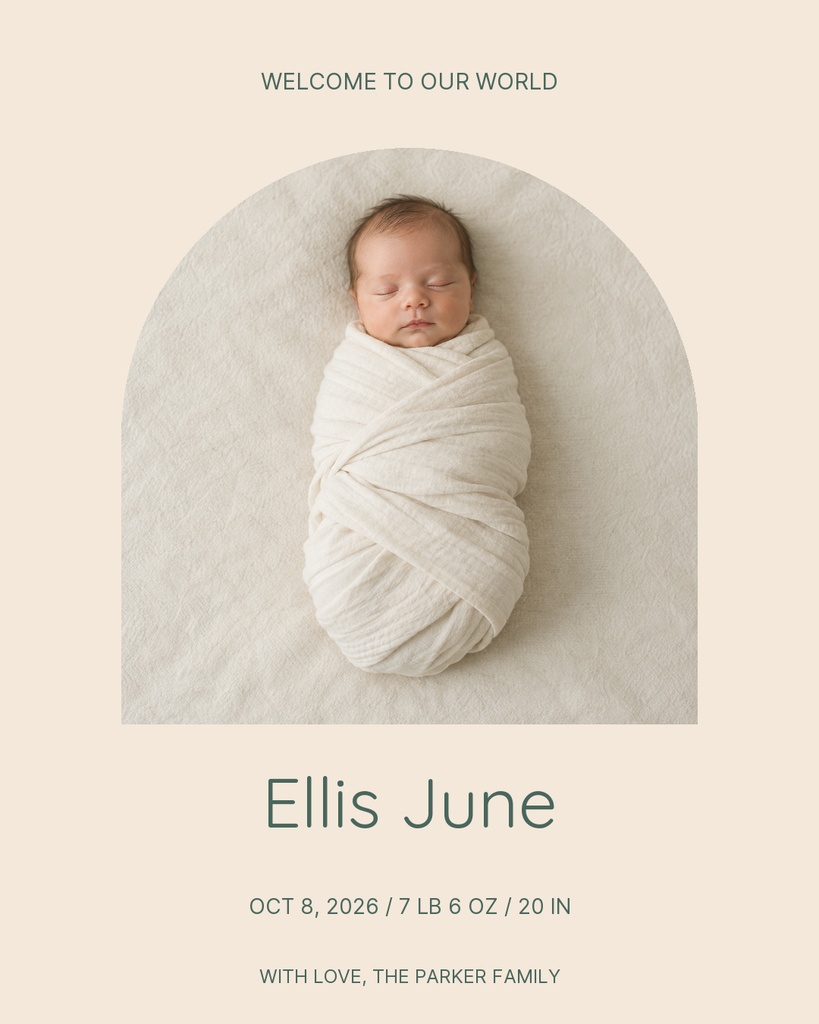 Preview for Welcome, Baby Ellis Portrait Post Template