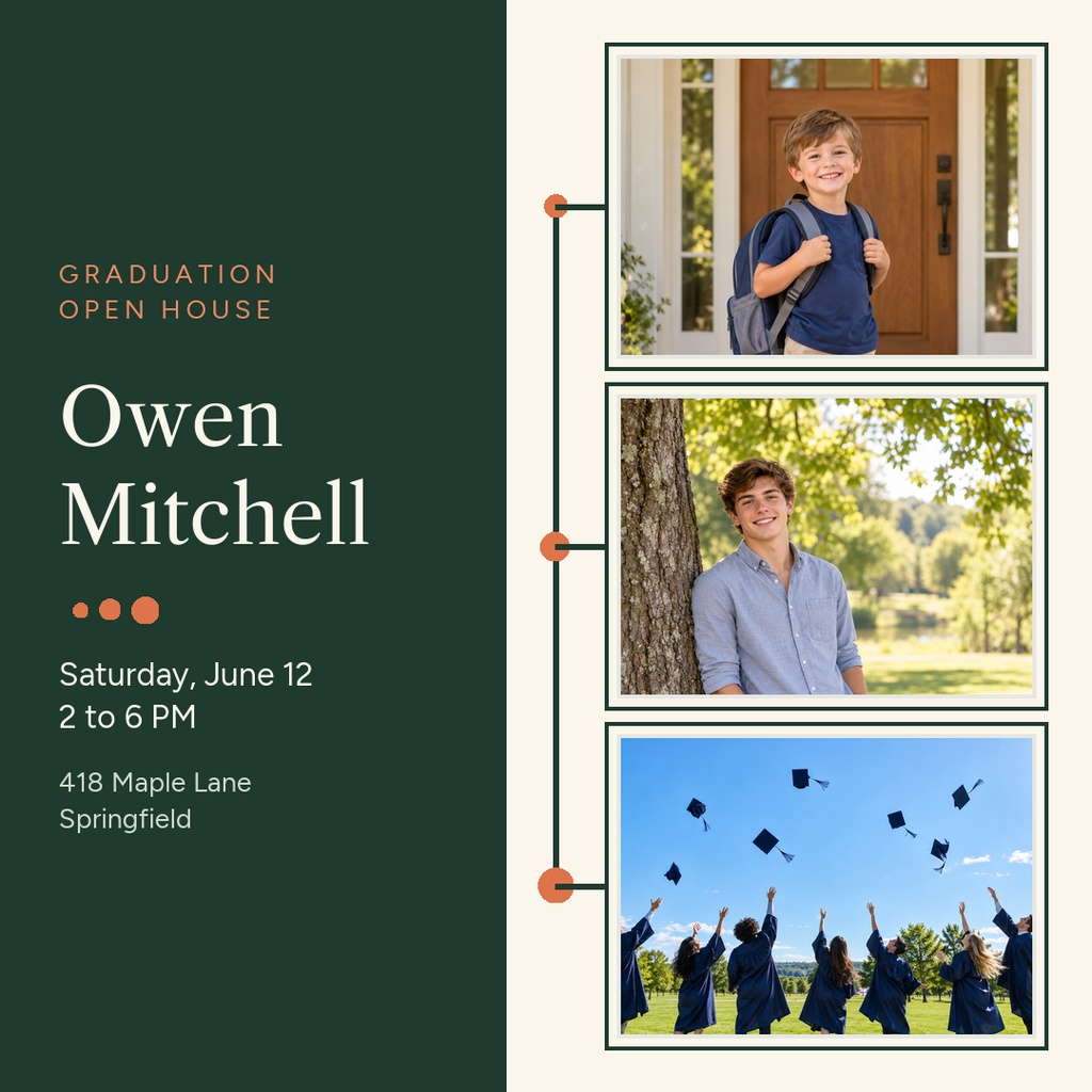 Postman Letter Features From Kindergarten to Cap and Gown Square Post Template - Design Templates