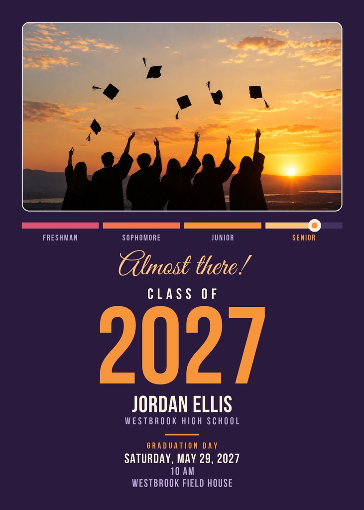 Preview for Class Of 2027, Almost There 5 × 7 Invitation Template