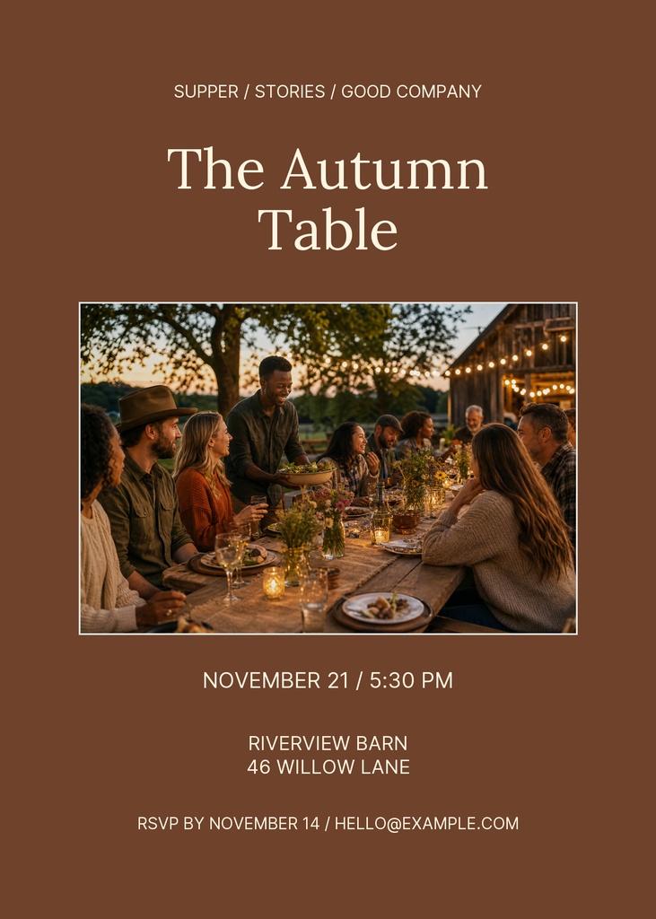 Preview for The Autumn Table 5 × 7 Invitation Template