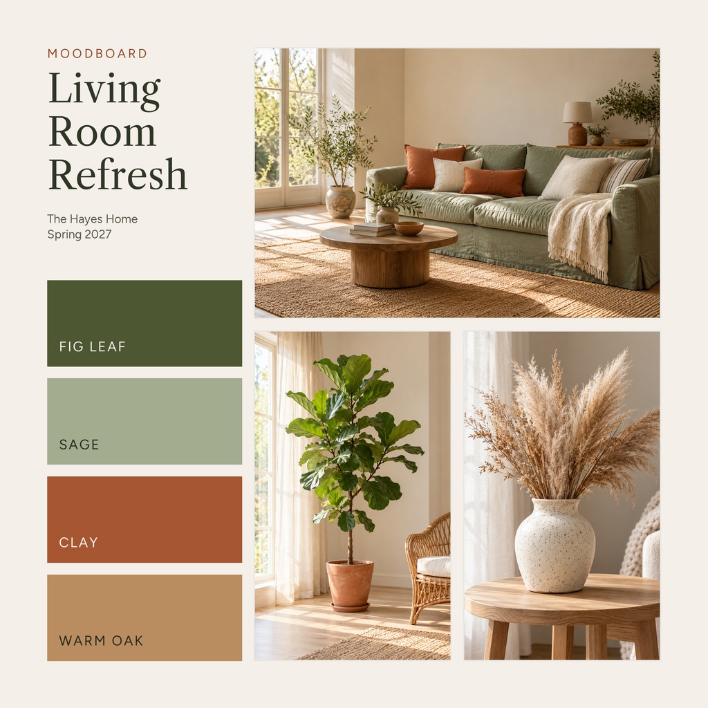 Preview for Living Room Refresh Moodboard Square Collage Template