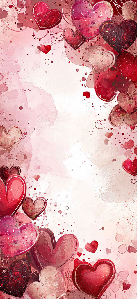 Valentine's Day heart background with red and pink hearts