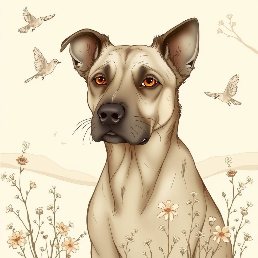 An elegant woman in a white dress standing in a mountainous field with flowers and birds.