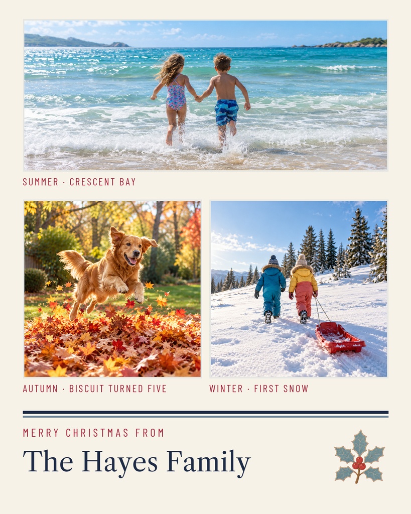 Preview for Our Family Christmas Letter Portrait Collage Template