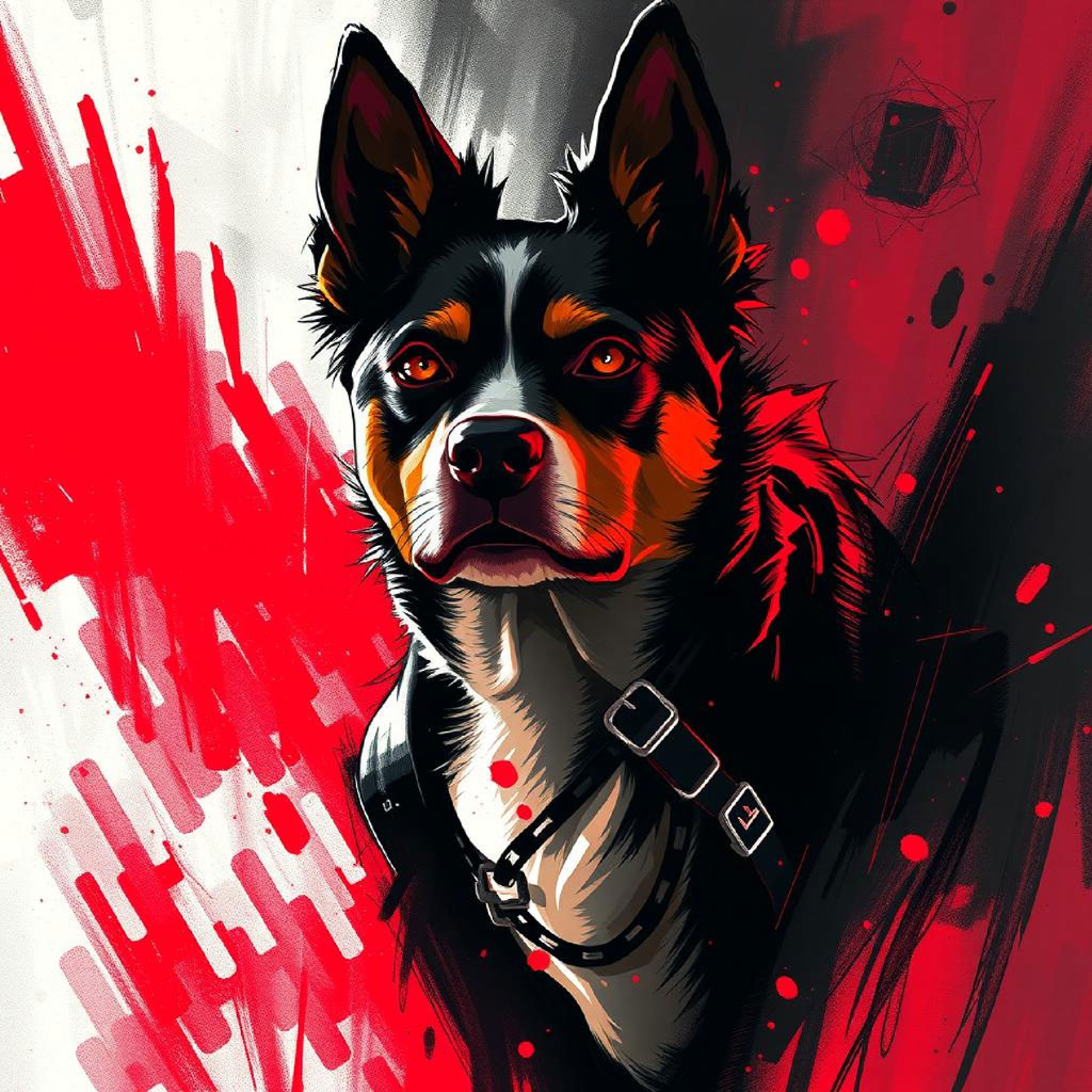 Illustration of a man with a stern expression and red jacket