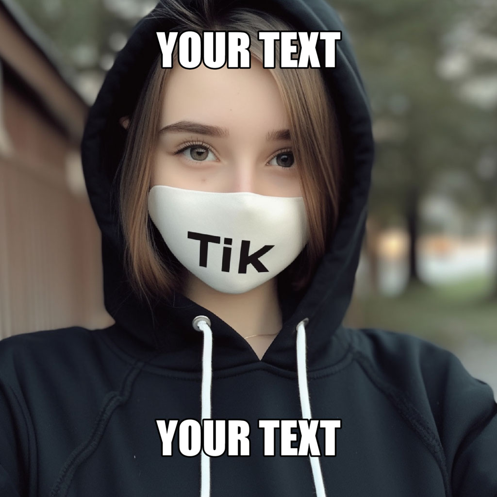 Woman wearing a white face mask with TikTok logo