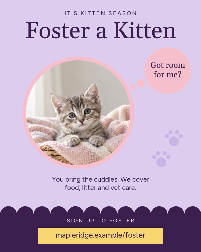 Preview for Spring Kitten Season Fosters Portrait Post Template