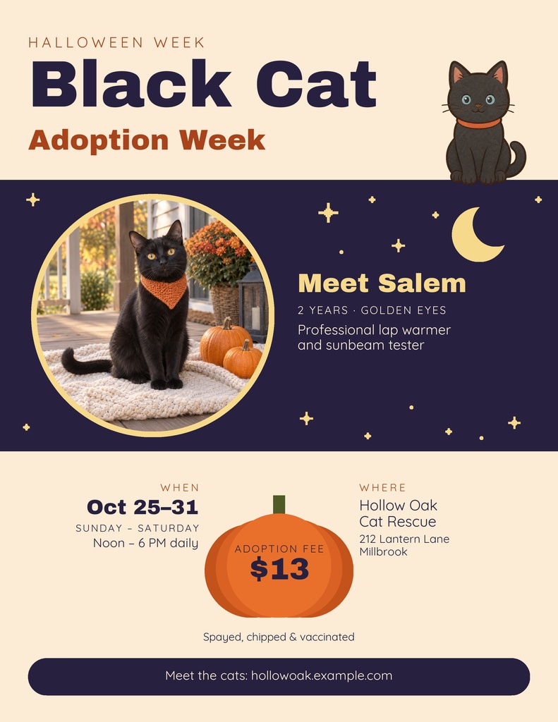 Preview for Black Cat Adoption Week Letter Flyer Template