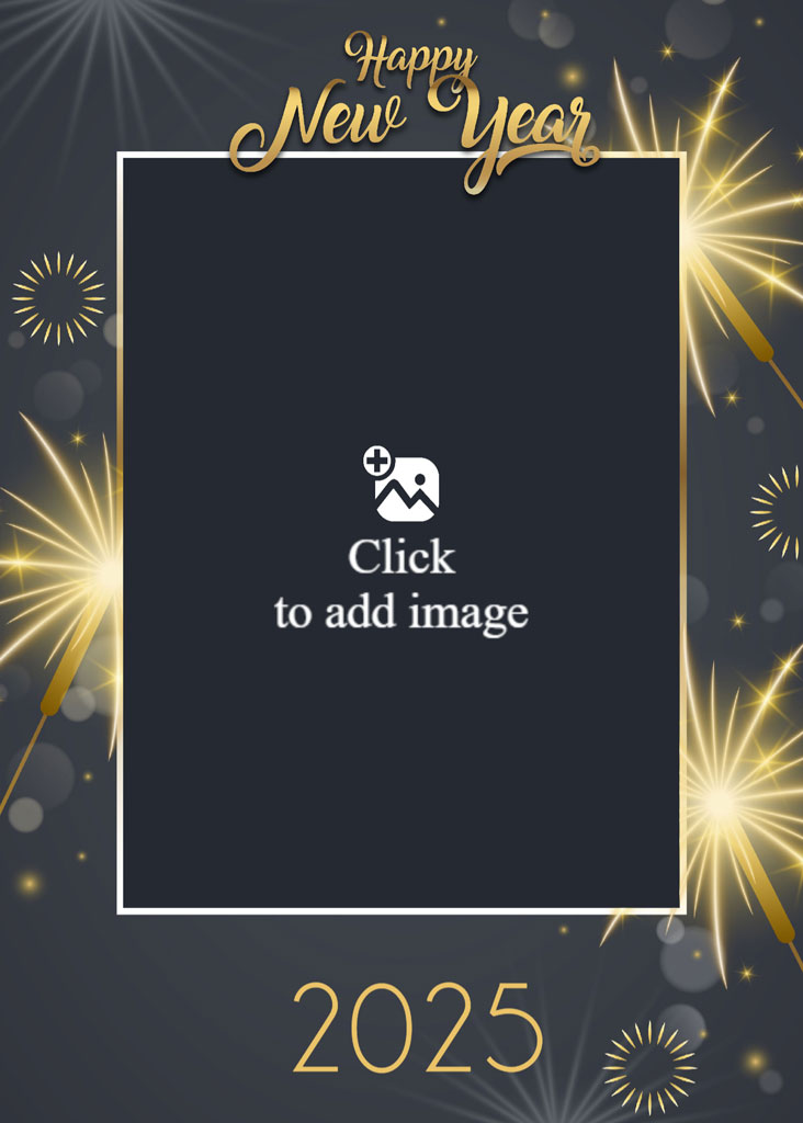 Happy New Year 2025 greeting with fireworks