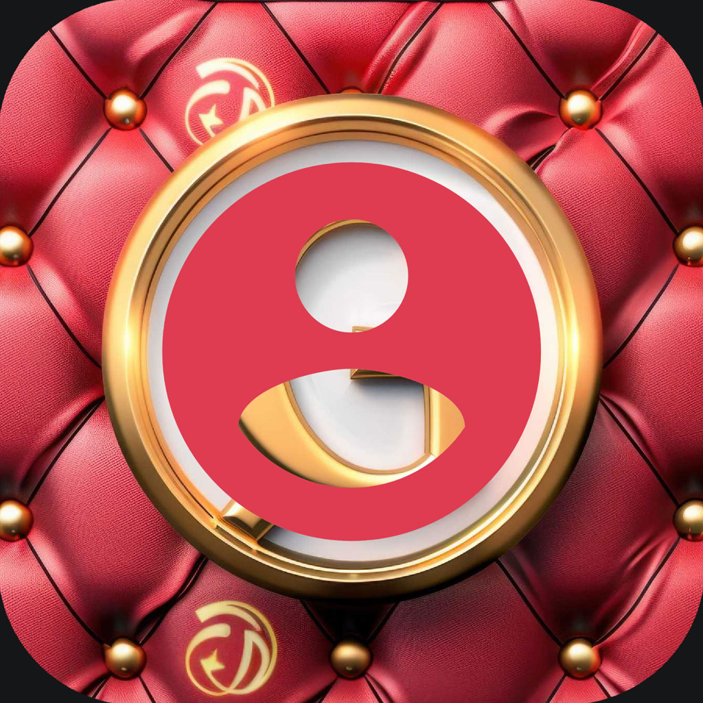 Luxury profile icon with red and gold accents