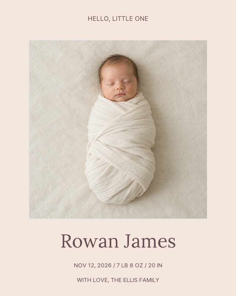 Preview for Hello, Little Rowan Portrait Post Template