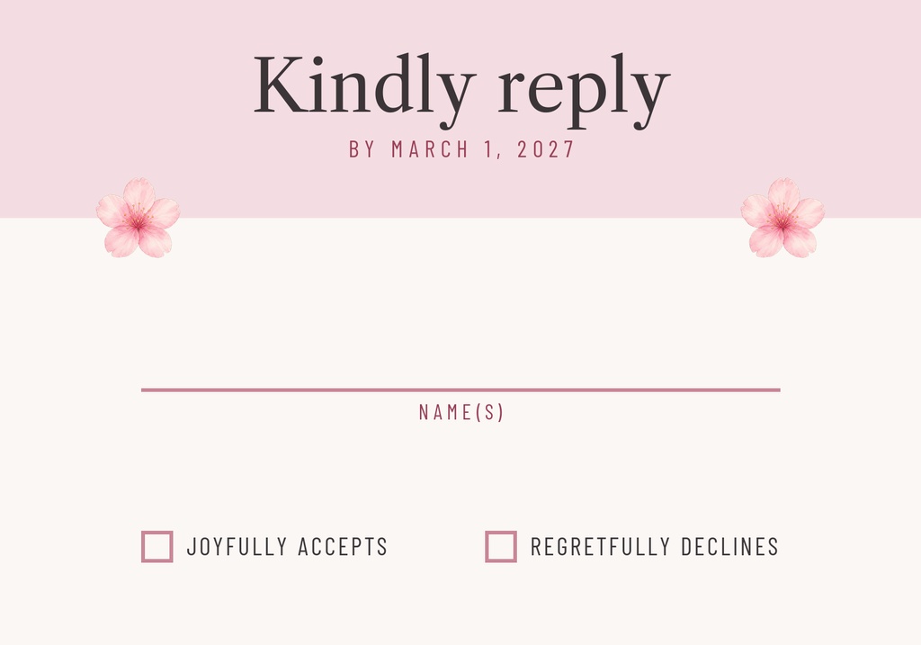 Preview for Cherry Blossom Save The Date Rsvp Card Template