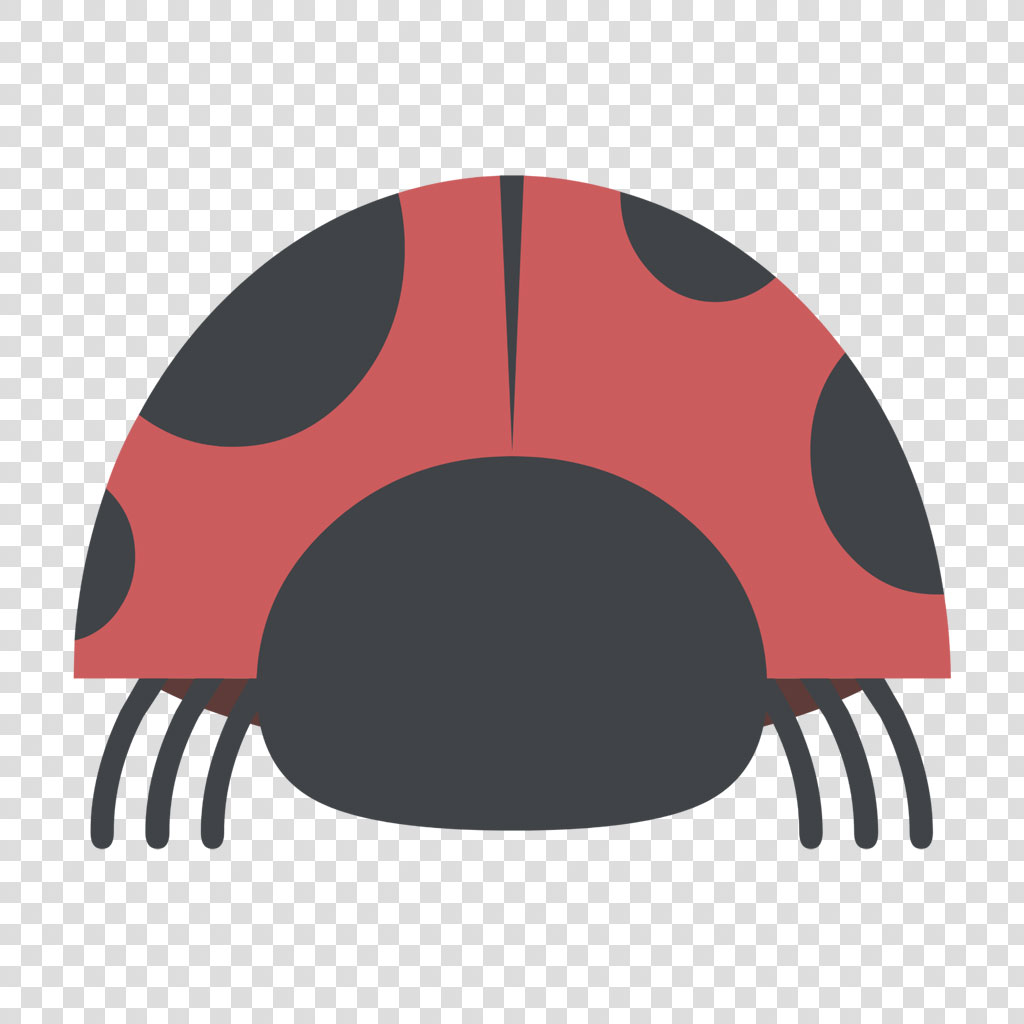 A minimalist illustration of a ladybug's back with red and black spots