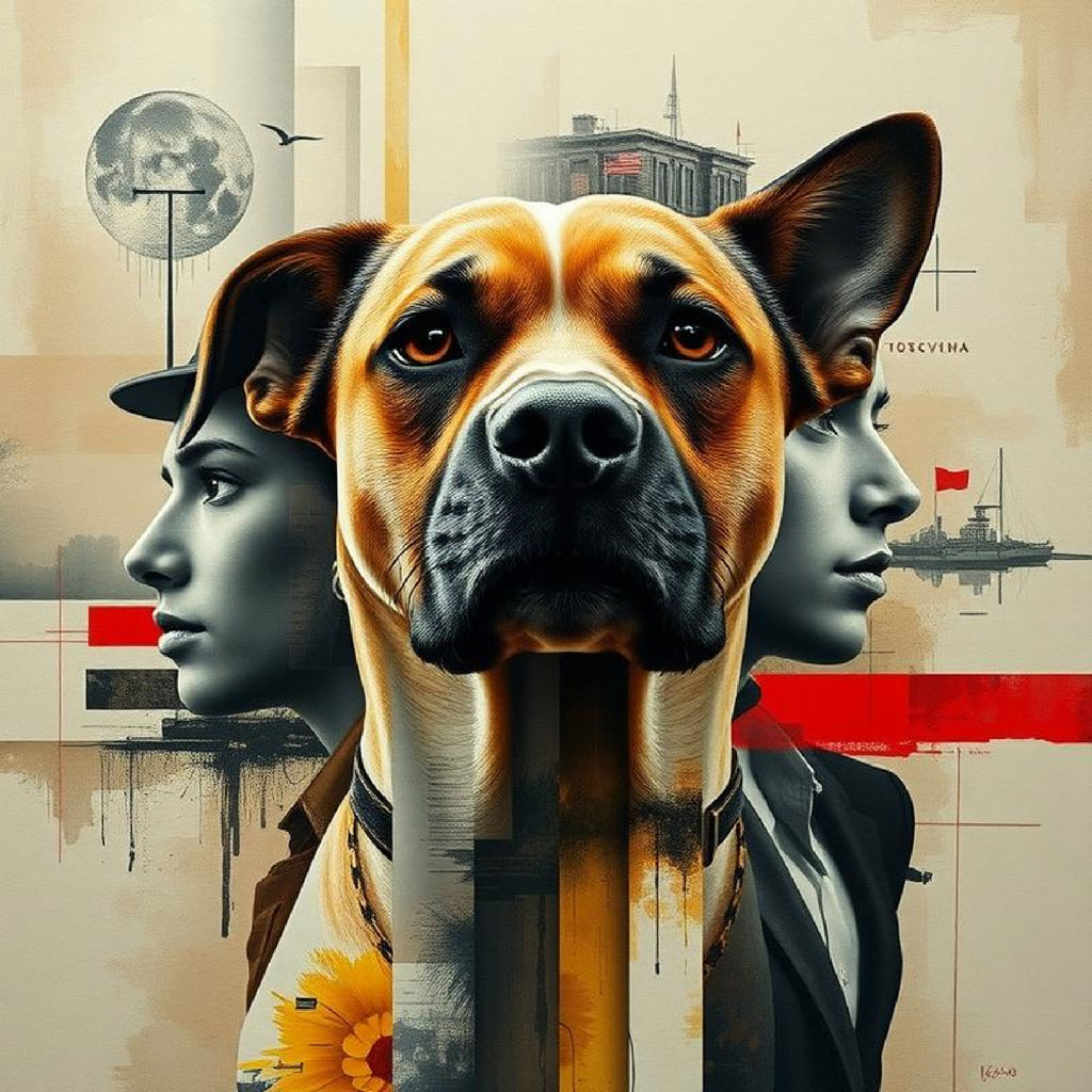 Surreal collage with multiple faces and landmarks