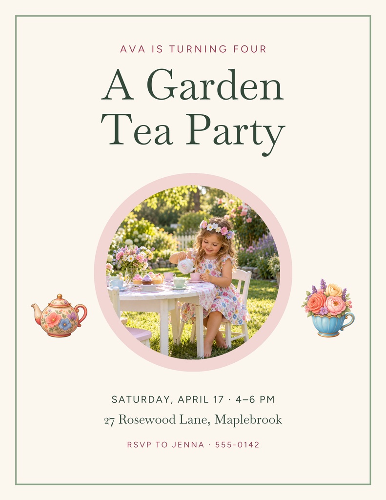 Preview for Garden Tea Party At Four Letter Flyer Template