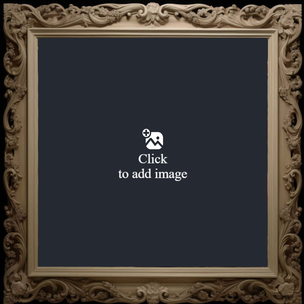 Ornate gold picture frame with a dark background