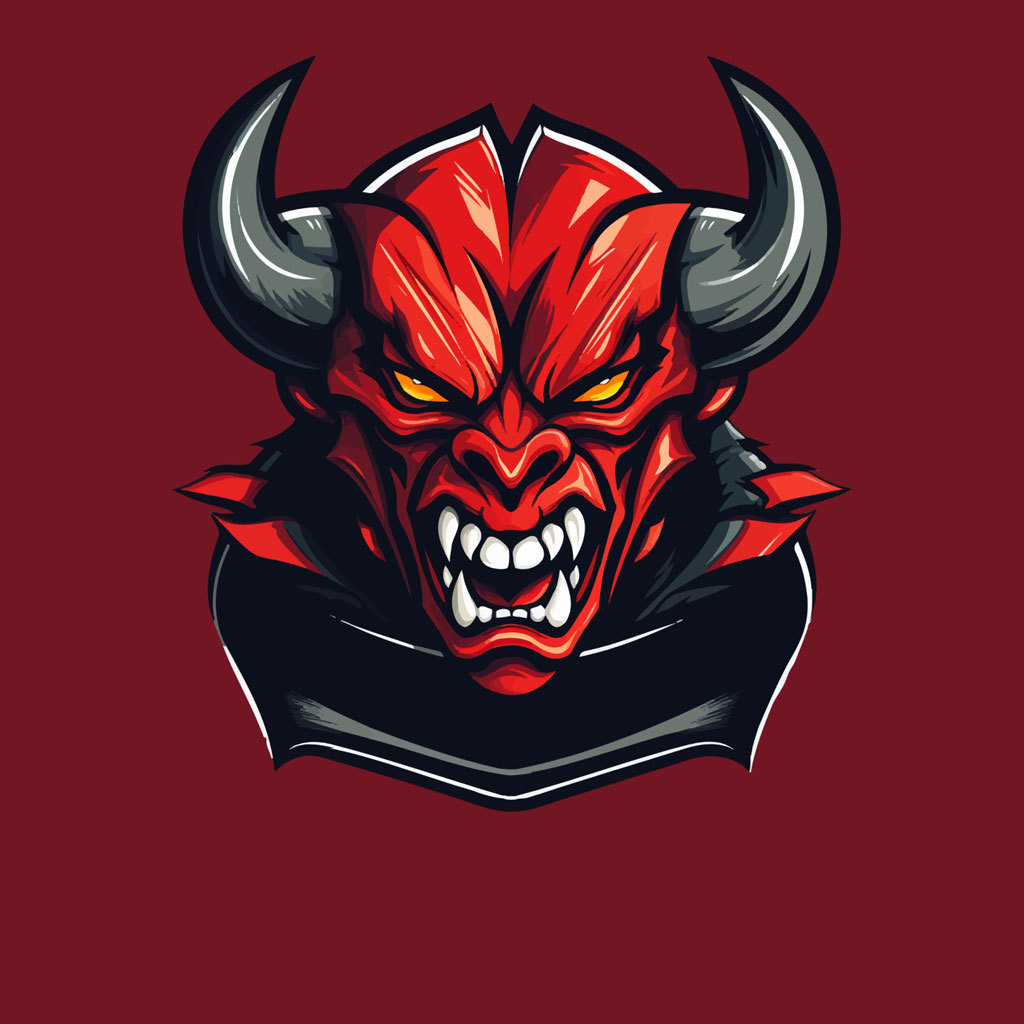 Red devil logo template with 'YOUR TEAM' text
