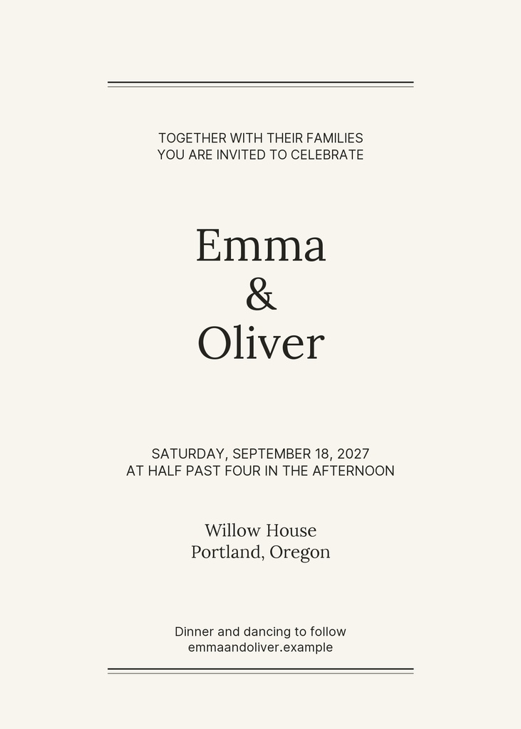 Preview for Ivory Vows 5 × 7 Invitation Template
