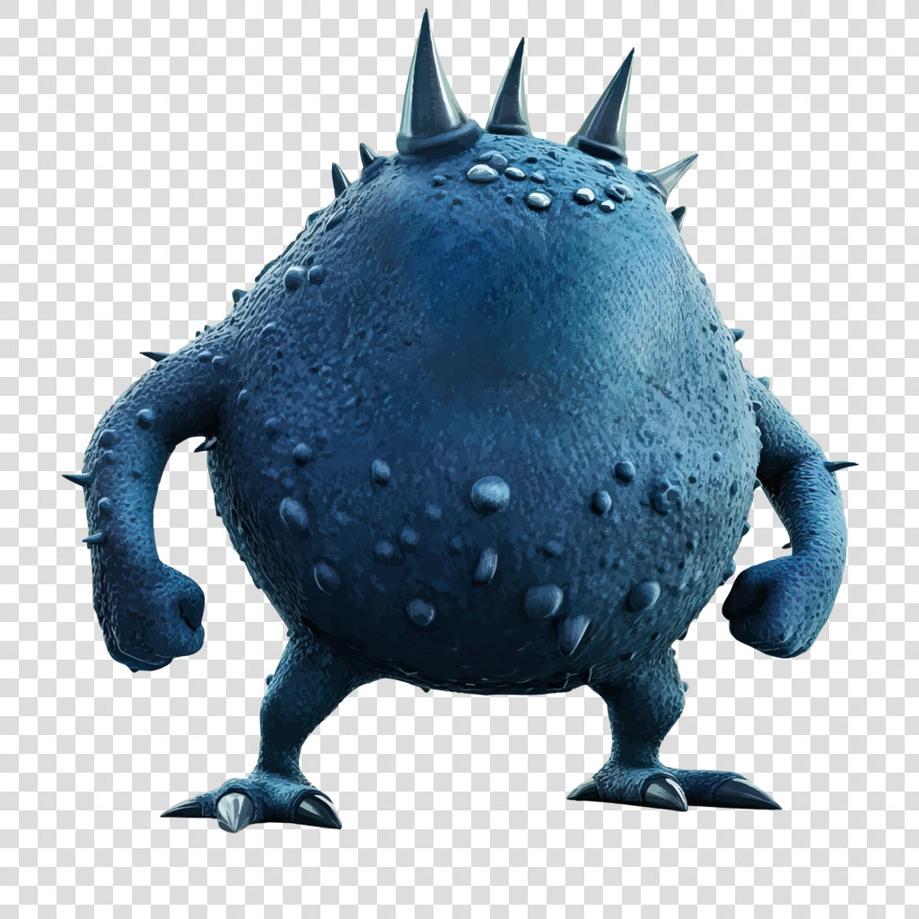 A blue creature with spikes and bumps on its body