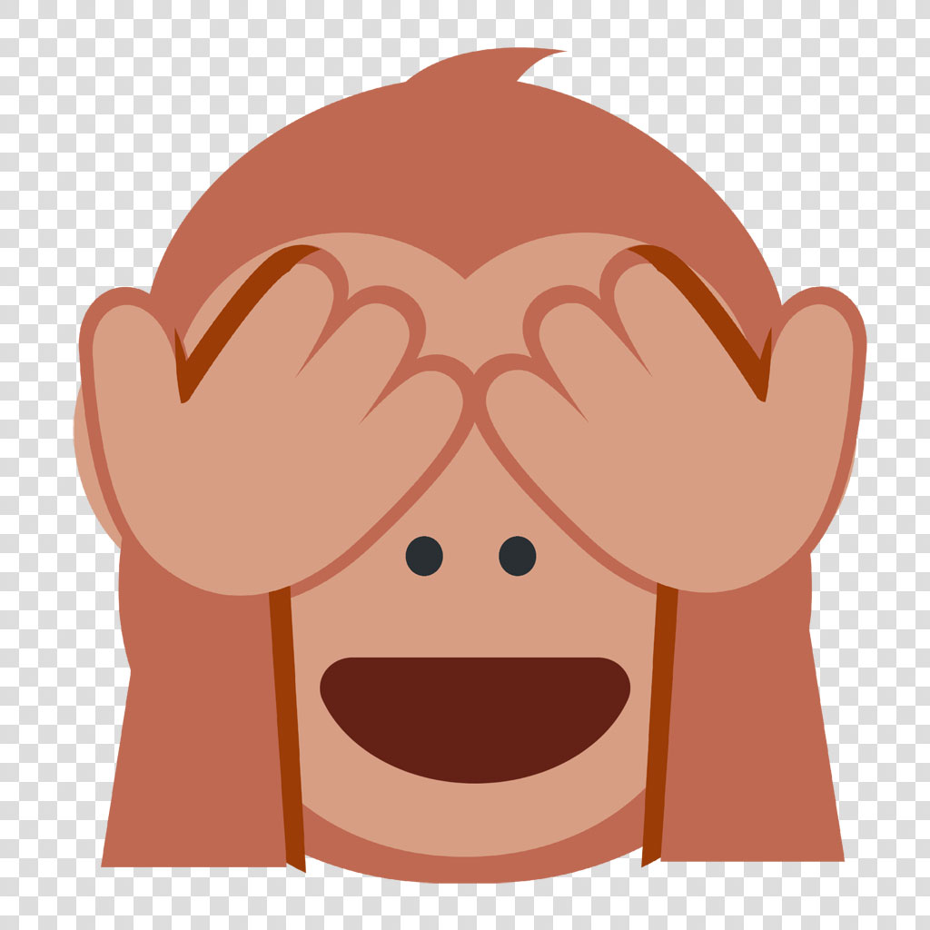 Cartoon character with hands over eyes