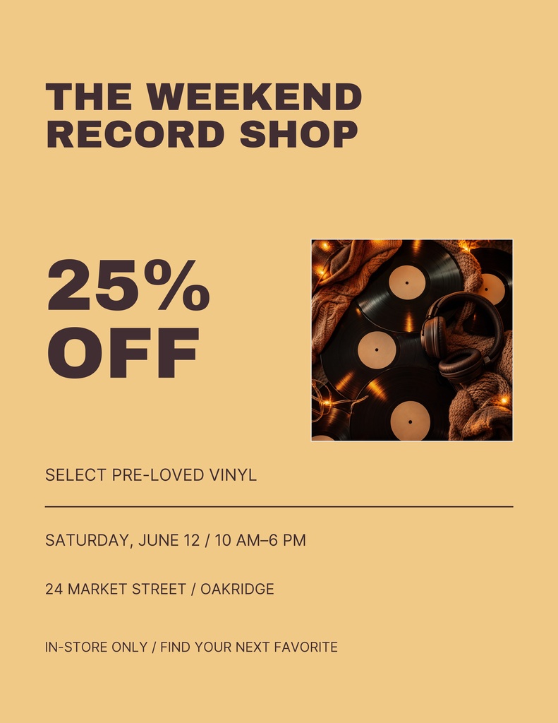 Preview for The Weekend Record Shop Letter Flyer Template
