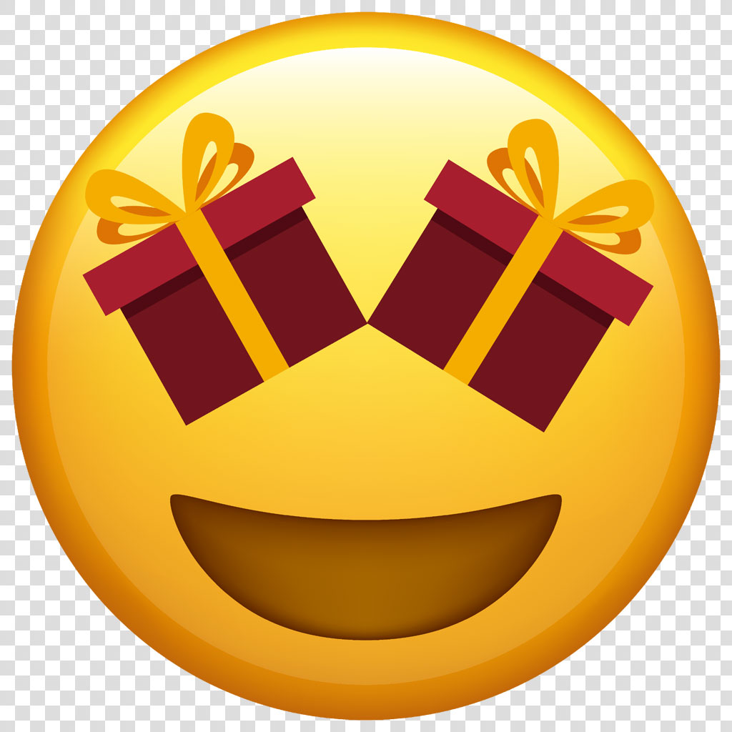 Smiling face emoji with gift boxes as eyes